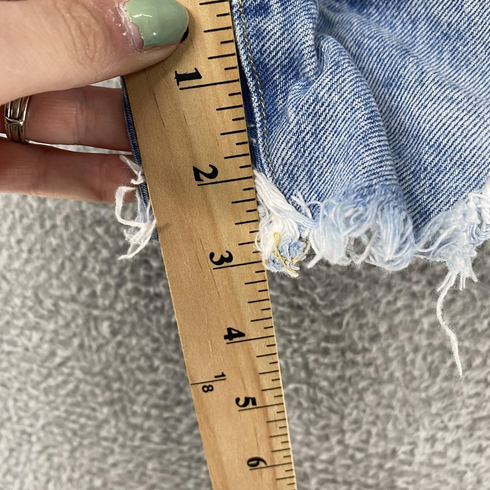 AGOLDE Parker Denim Shorts Womens 27 Blue High Rise Button Fly Cutoff Distressed - Picture 8 of 14